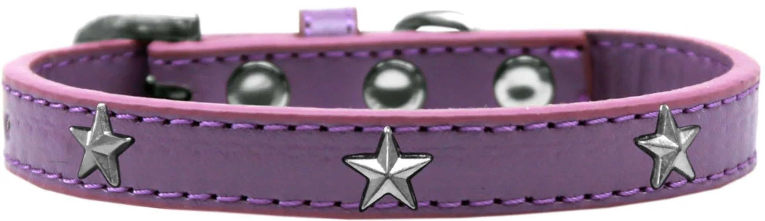 Dog, Puppy & Pet Widget Fashion Collar, Silver Star White 12