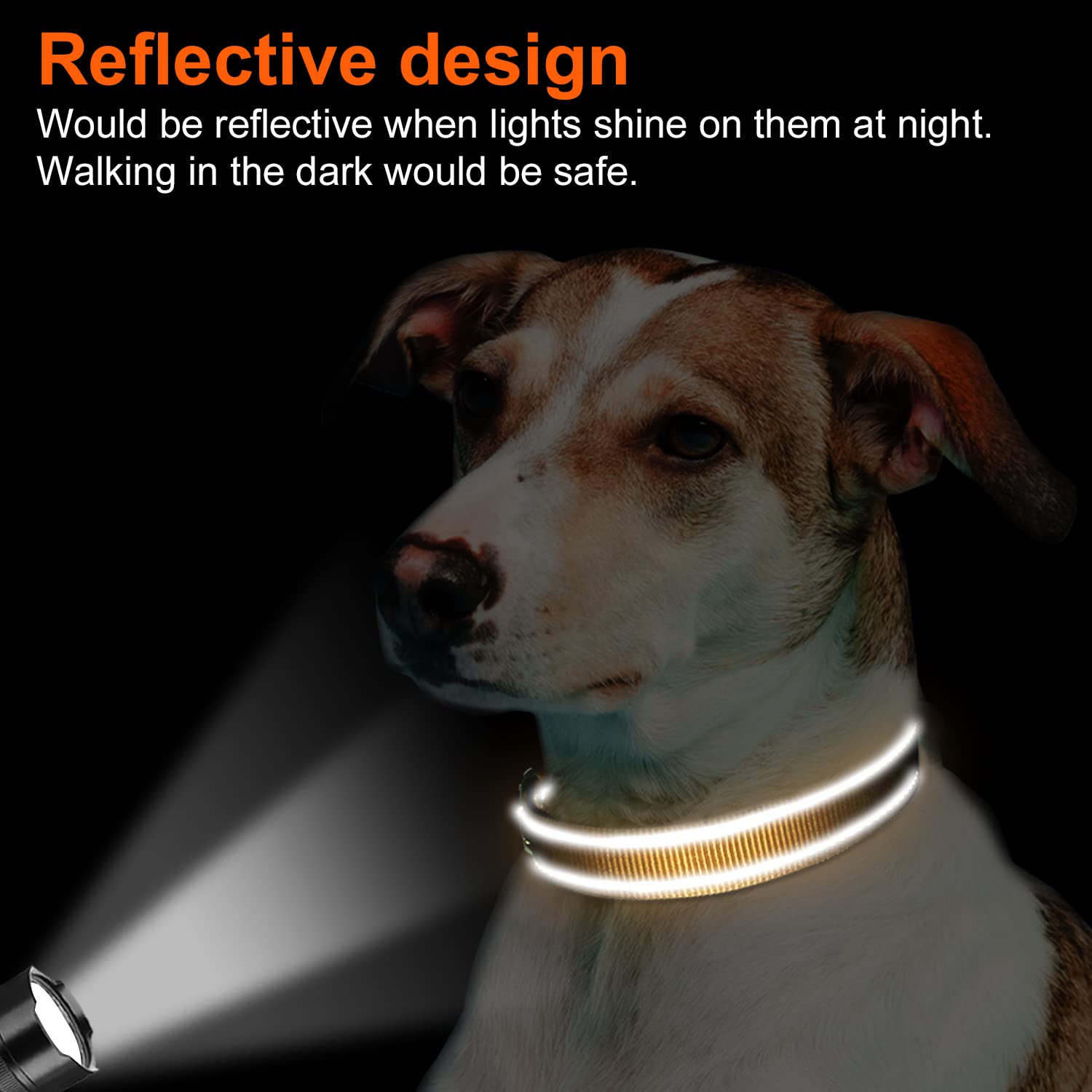 Joytale Reflective Dog Collar,Soft Neoprene Padded Breathable Nylon Pet Collar Adjustable For Large Dogs,Brown,L