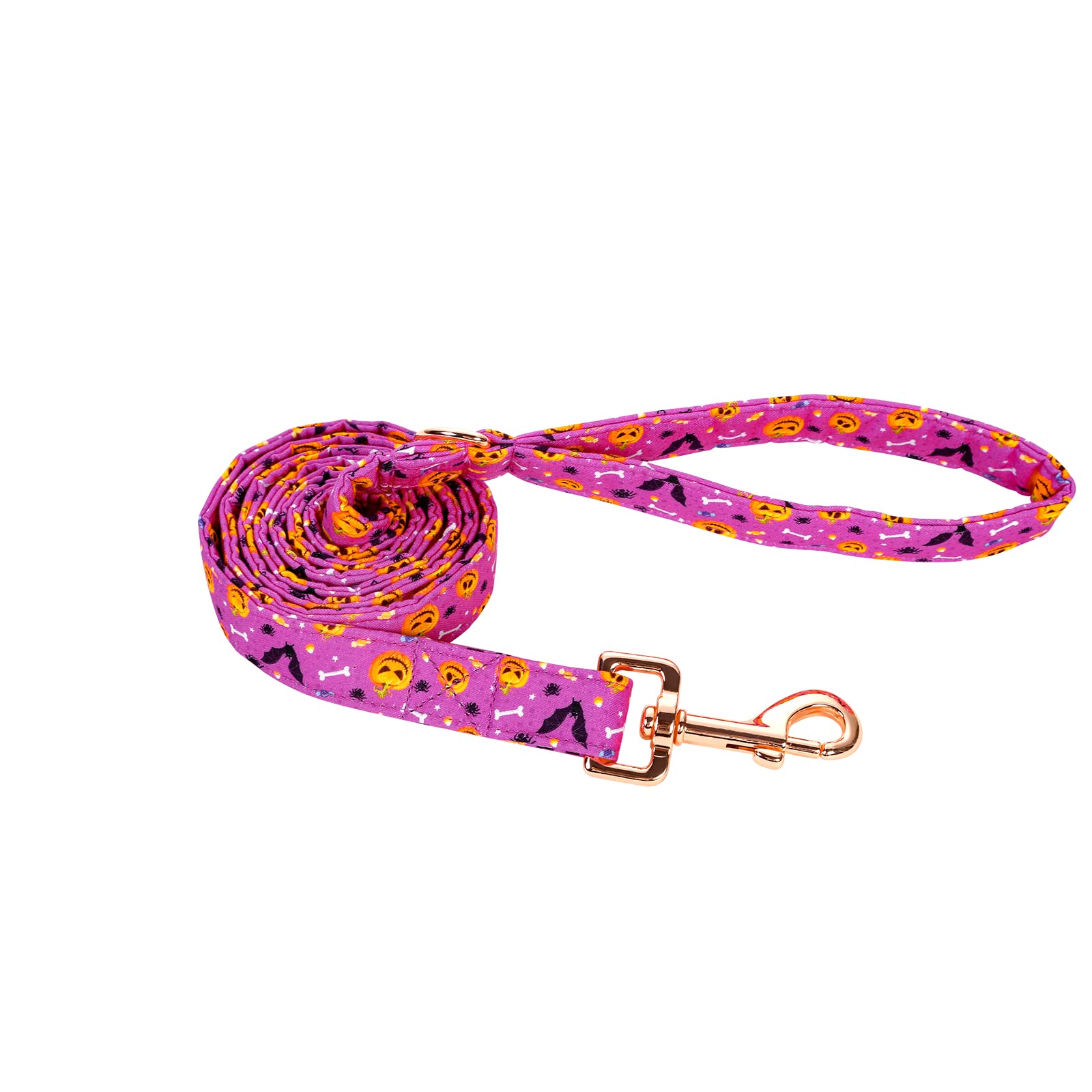 Babole Pet Dog Leashes - Durable Handmade, Soft Handle, Manual, Matching Purple Bat Pumpkin Dog Collars, Xs - 120Cm Length