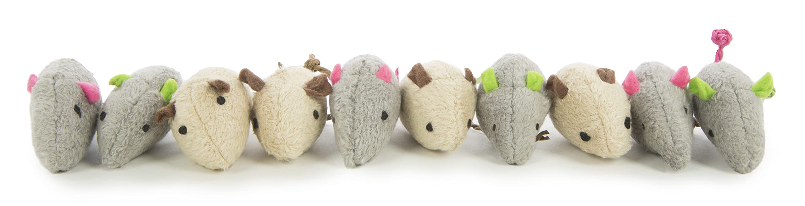 Smartykat Skitter Critters Value Pack Catnip Cat Toys - Gray/Cream, Set Of 10