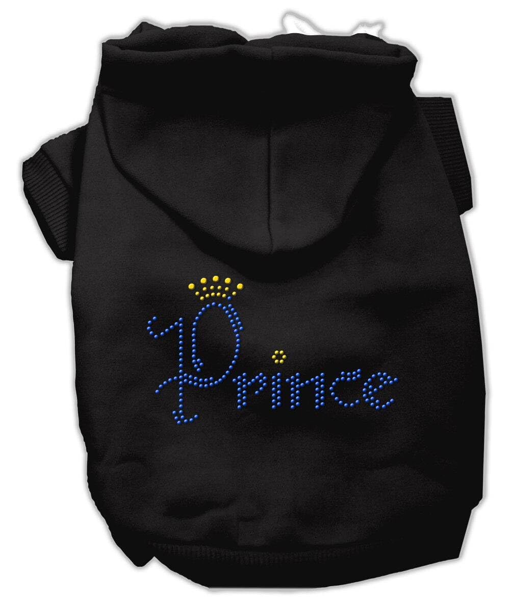 Pet, Dog & Cat Hoodie Rhinestone, "Prince" Black 3XL (25-35 lbs.)