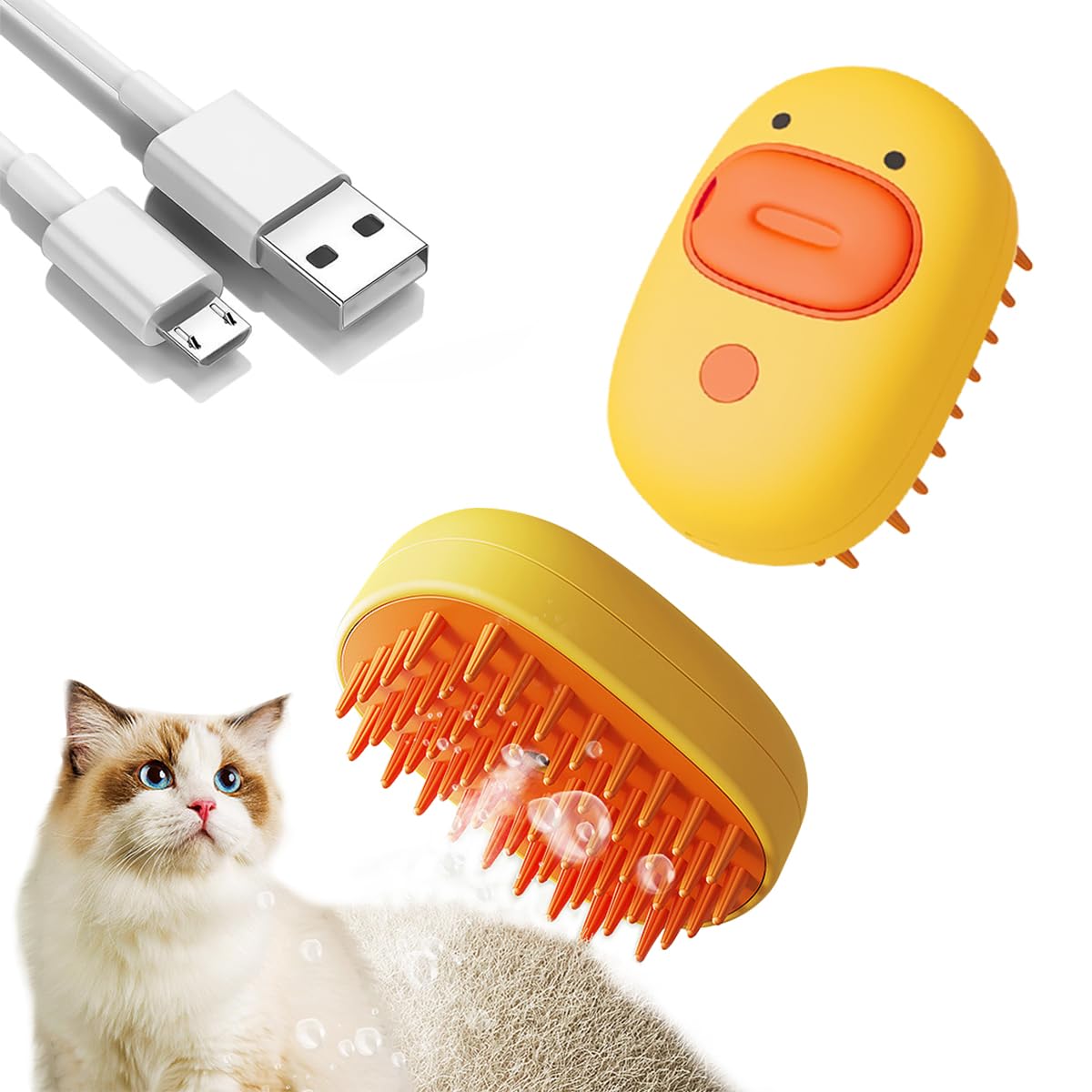 Qpets Cat Steam Brush, Dog Steam Brush, Cartoon Steam Brush For Cat Dog, Water Brush For Dog Cat Brush, 2 In 1 Dog Hair Brush Ca