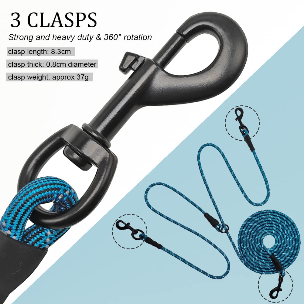 Btinesful 12Ft 20Ft 30Ft Reflective Dog Tie Out For 2 Dogs, No Tangle 1/3 Inch Nylon Rope Long Tether For Two Dogs, Dog Trolley
