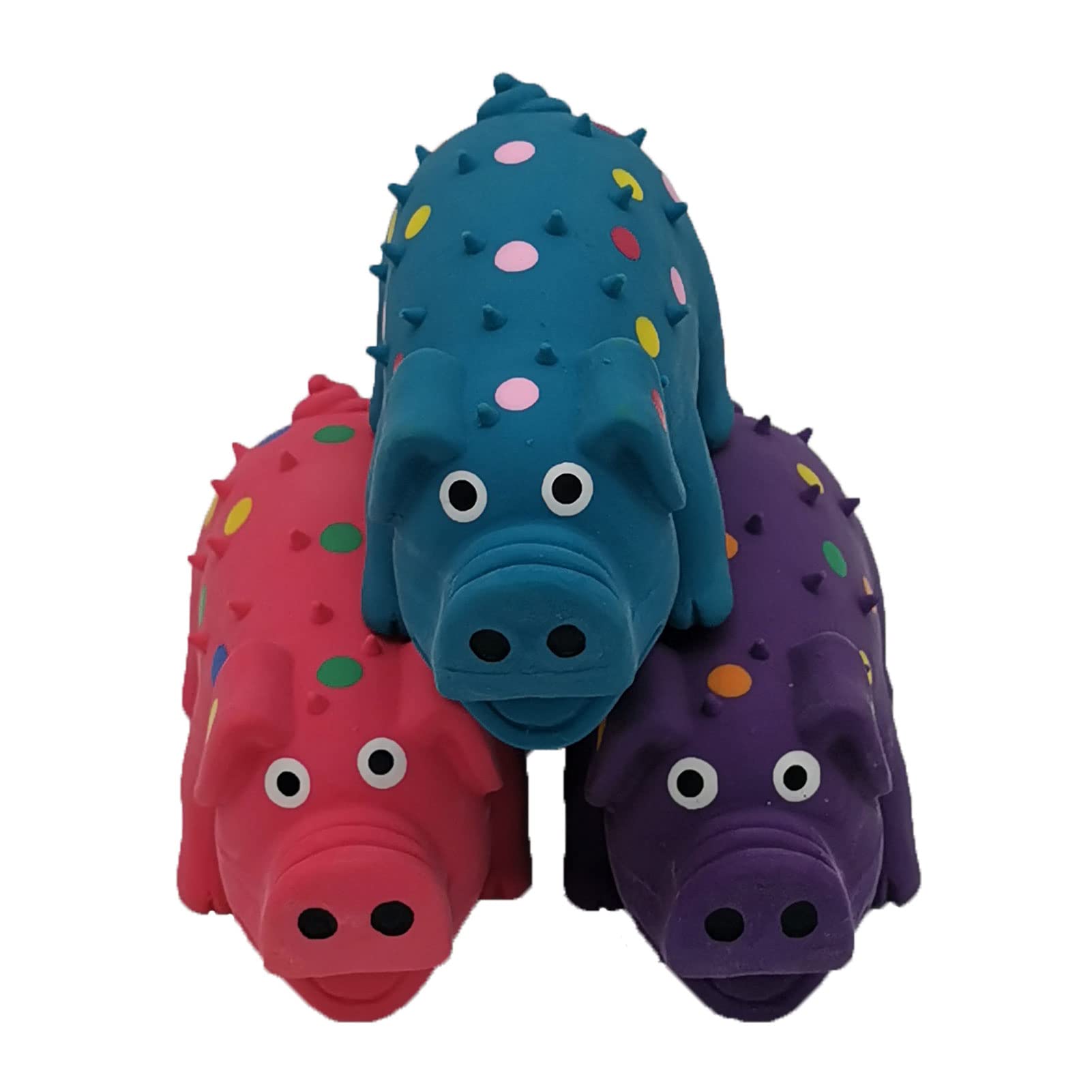 Hoiasem 6 Pack 4 Inch Mini Latex Dog Squeaky Toys Polka Dot Piglet Pig Dog Toy For Mimi Small Dogs