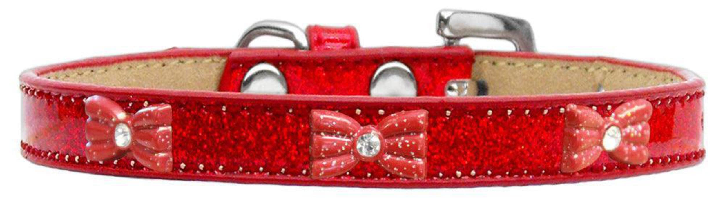 Dog, Puppy & Pet Widget Ice Cream Collar, Red Glitter Bow Pink 20