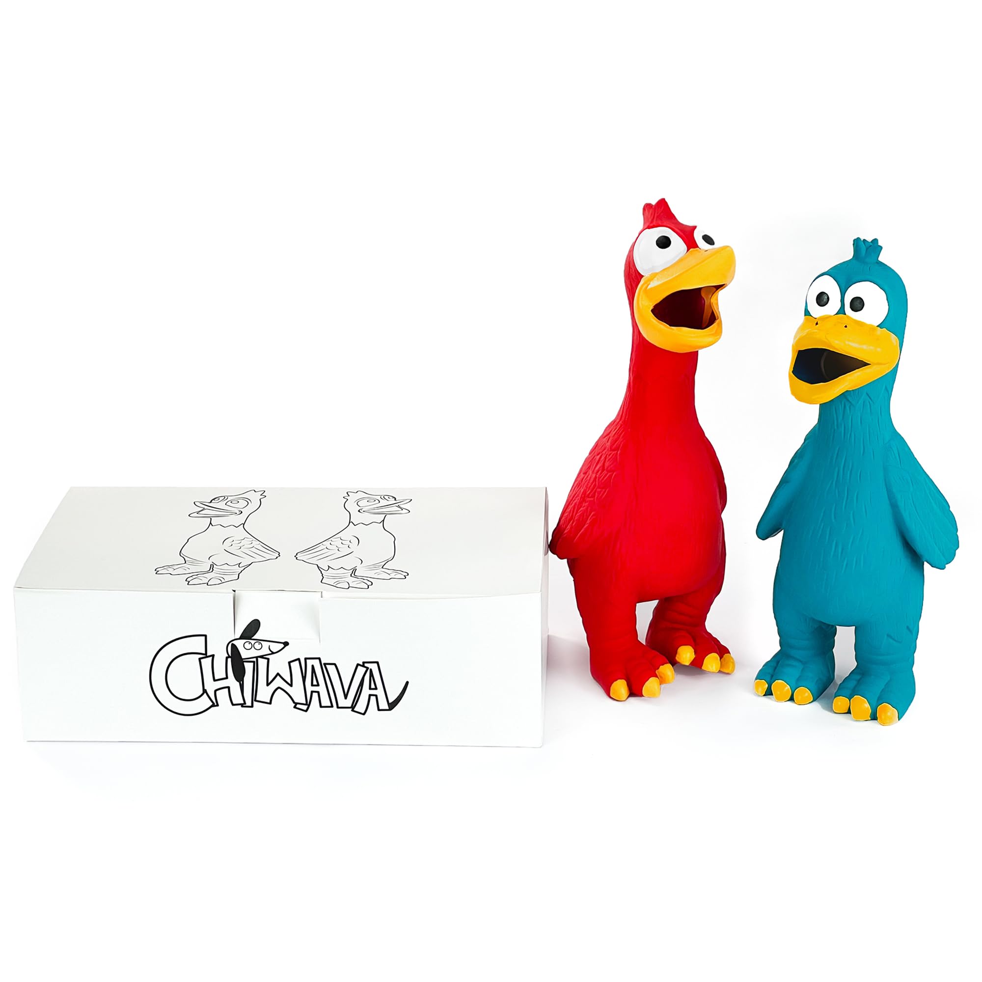 Chiwava 2 Pack Squawking Latex Dog Toy Chicken Duck Squeeze Squeak Interactive Play For Medium Large Dogs Assorted Color