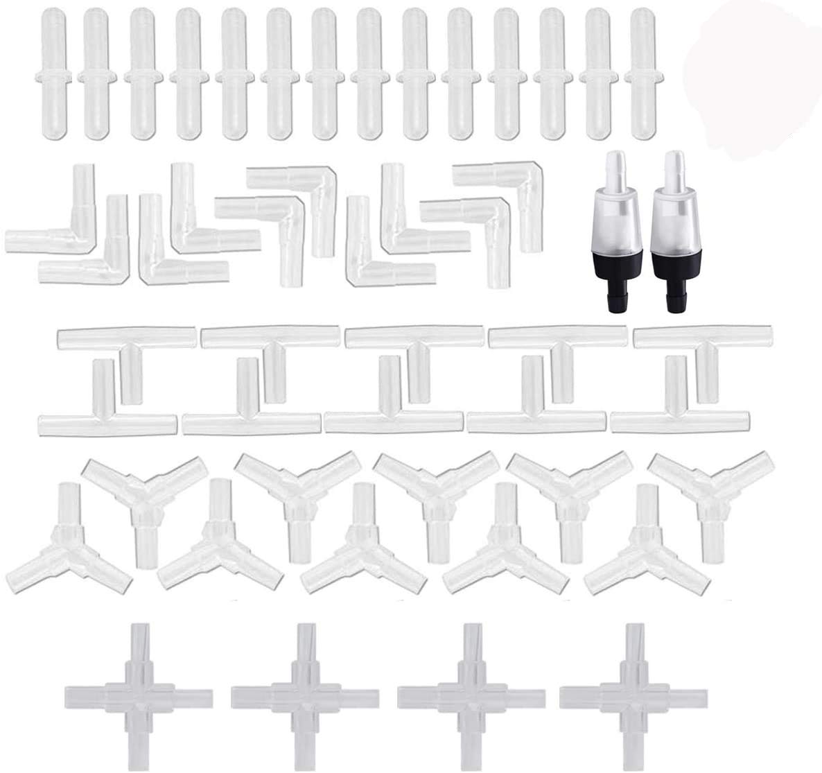 Y-Axis 50 Pcs Aquarium Air Valve Connector Acrylic Inline Tubing Non-Return Valves For 3/16 ''
