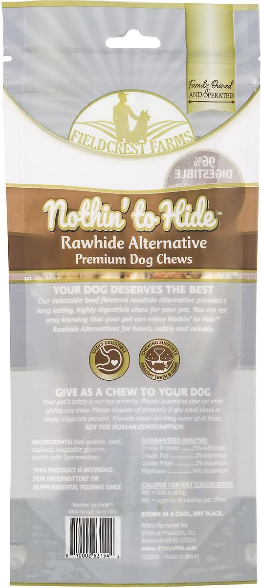 Fieldcrest Farms Nothing to Hide Natural Rawhide Alternative Small Twist Stix for Dogs - (10 Sticks) All Natural Easily Digestib