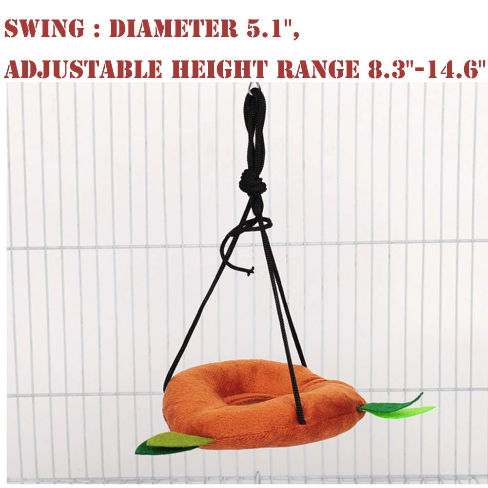 Seis 5Pcs Hamster Hanging Cage Accessories Set Leaf Wood Design Small Animal Hammock Channel Ropeway Swing For Guinea Pig Rat Birds Parrot Gerbil Sugar Glider Squirrel (5 Pcs)