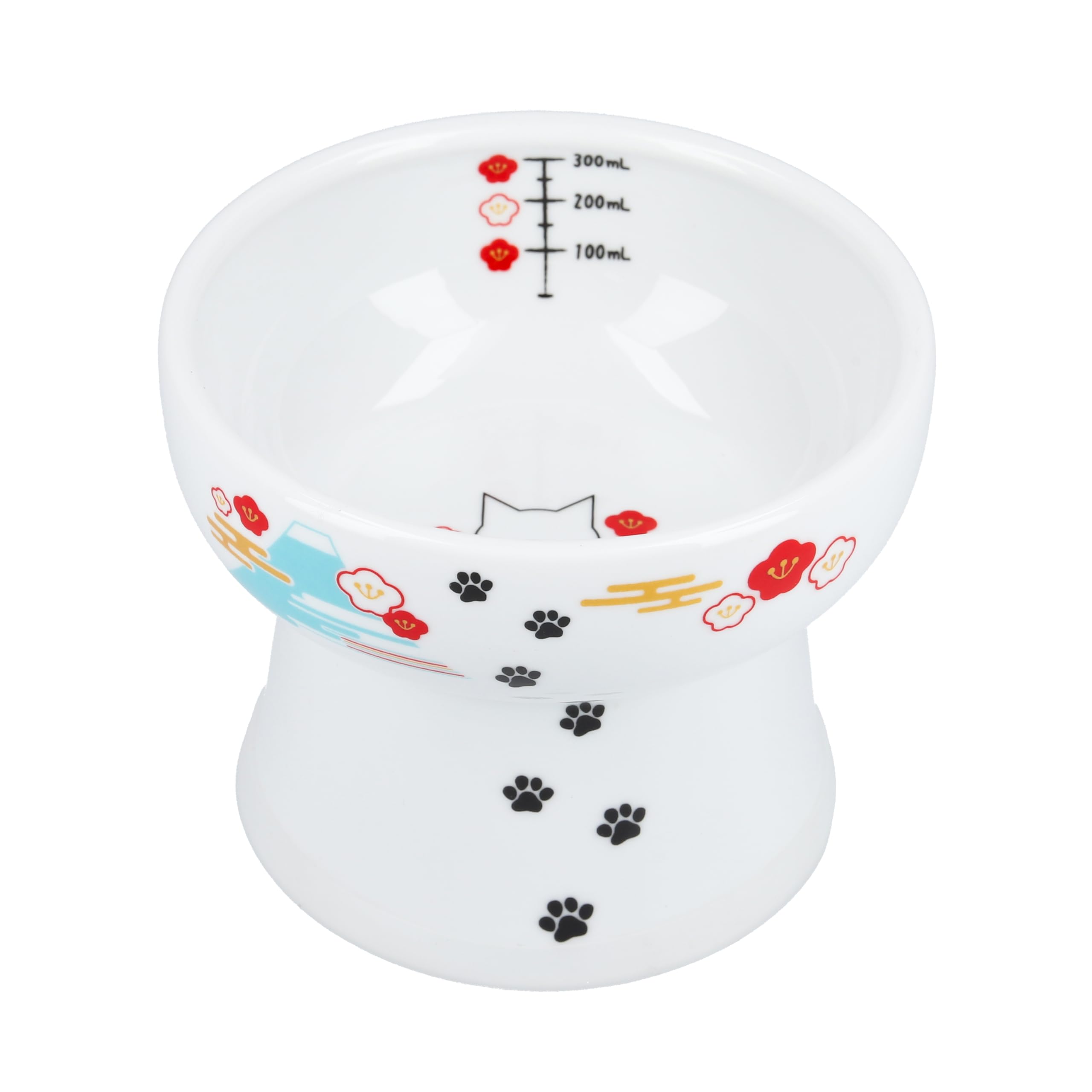 Necoichi Elevated Ceramic Cat Bowls for Indoor Cats - Raised Cat Food Bowl, Cat Water Bowl, Cute Lifted Cat Dishes for Food, Whi