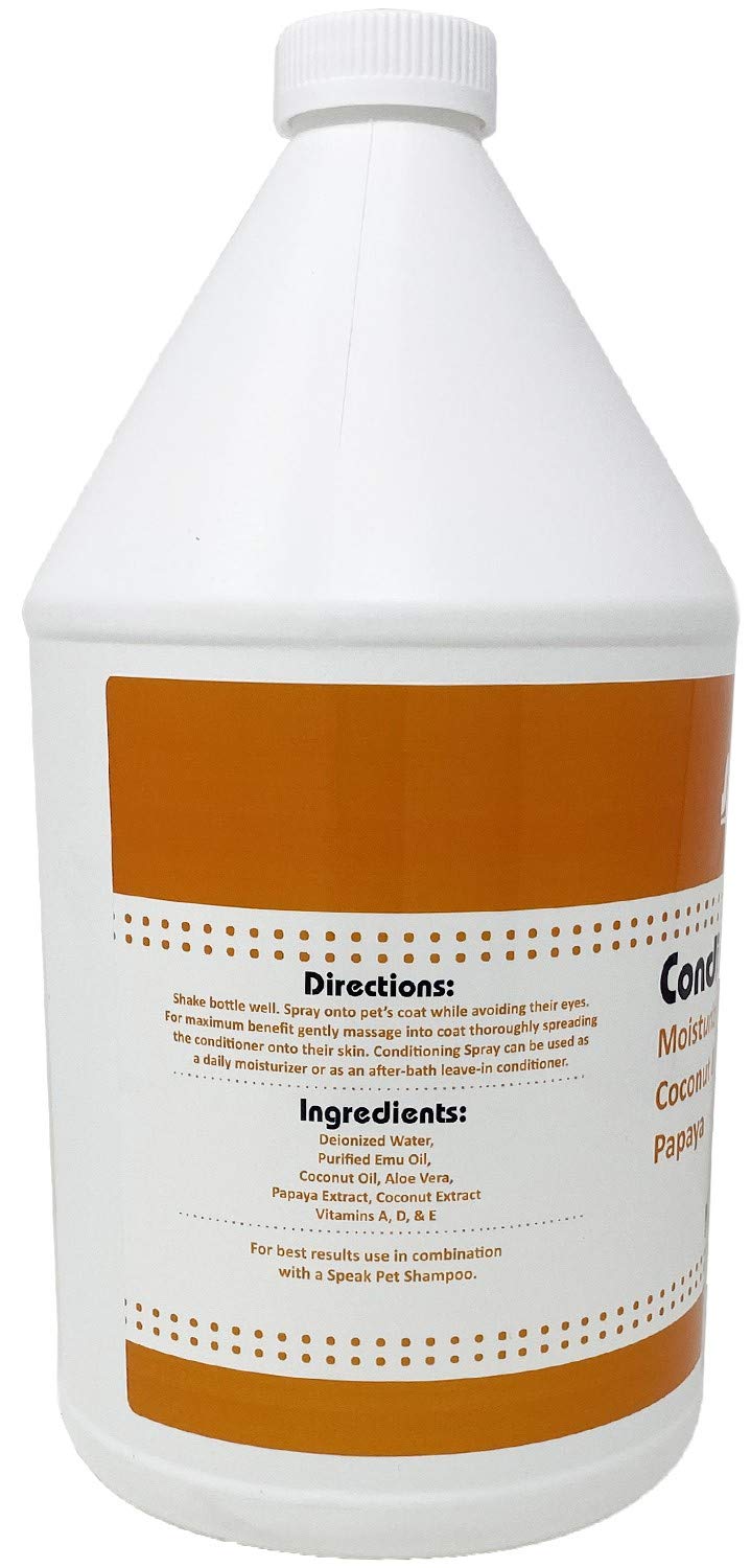 Speak Pet Products Dog Natural Leave-In Conditioning Spray Refill, Moisturizing Coconut Papaya, 1 Gallon
