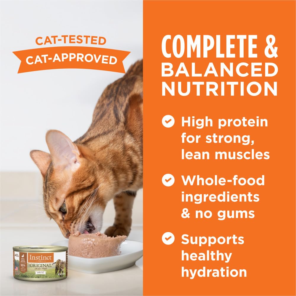 Instinct Original Grain Free Real Duck Recipe Natural Wet Canned Cat Food, 3 oz. Cans (Case of 24)