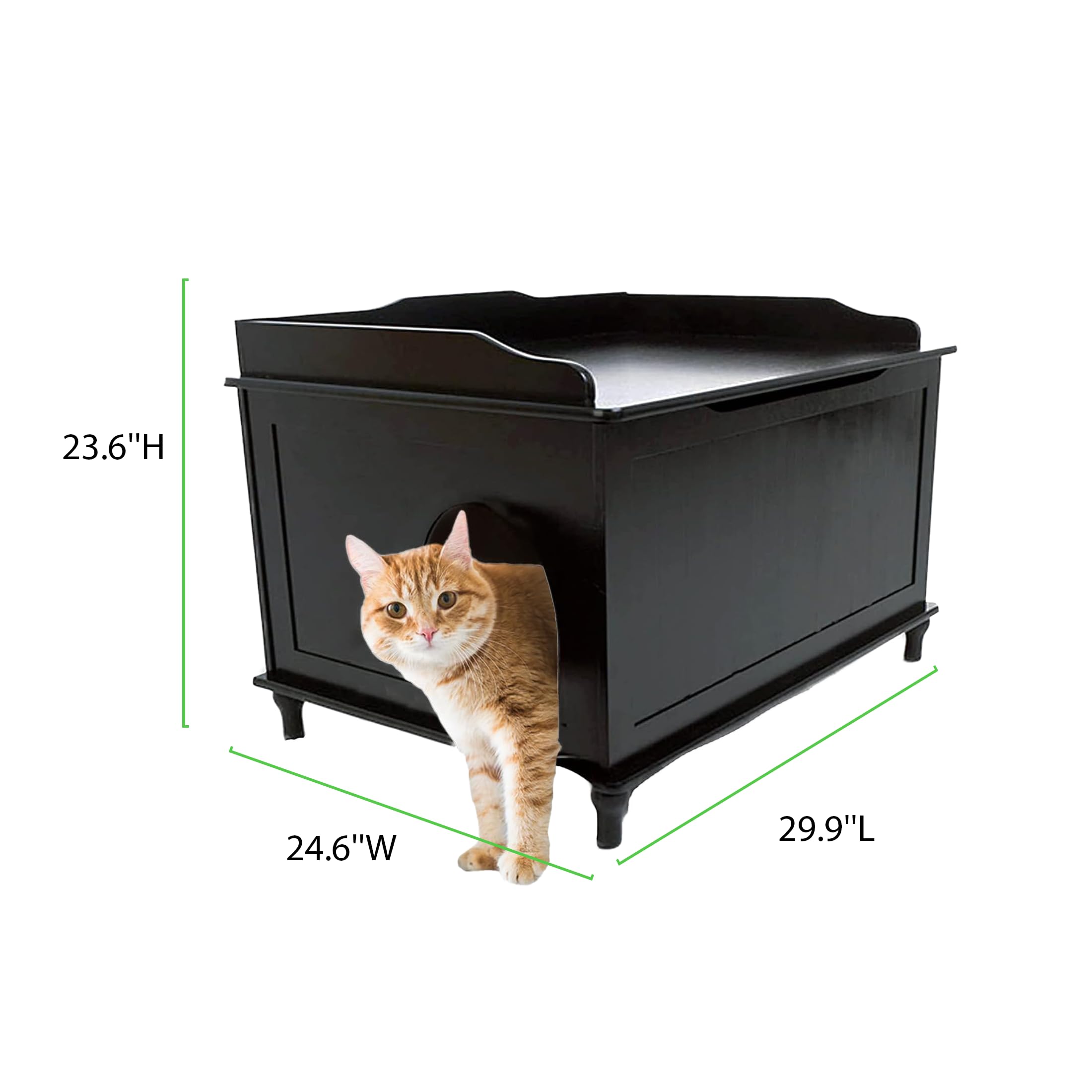 Designer Pet Products Jumbo Black Cat Litter Box Enclosure - Elegant Dog-Proof Furniture, X-Large, Wood, Covered with Lid