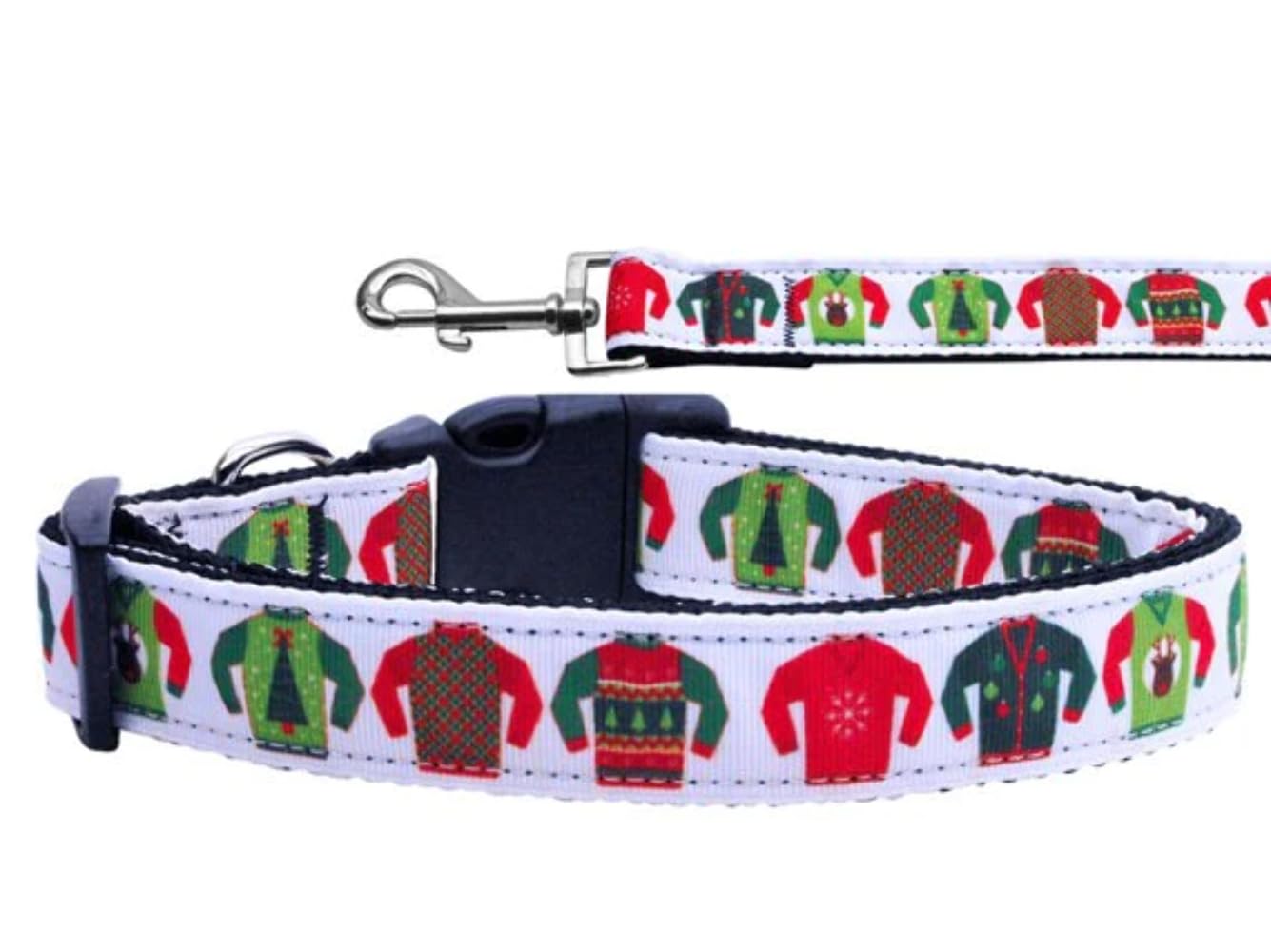 Christmas Pet Dog & Cat Nylon Collar or Leash, "Ugly Sweater" XS Collar