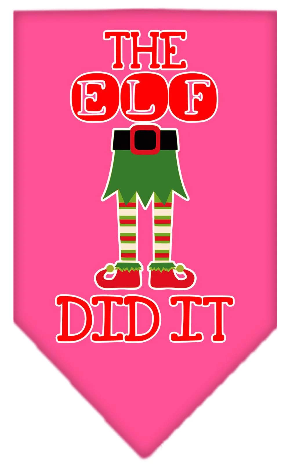 Christmas Pet and Dog Bandana Screen Printed, "The Elf Did It" Turquoise Large