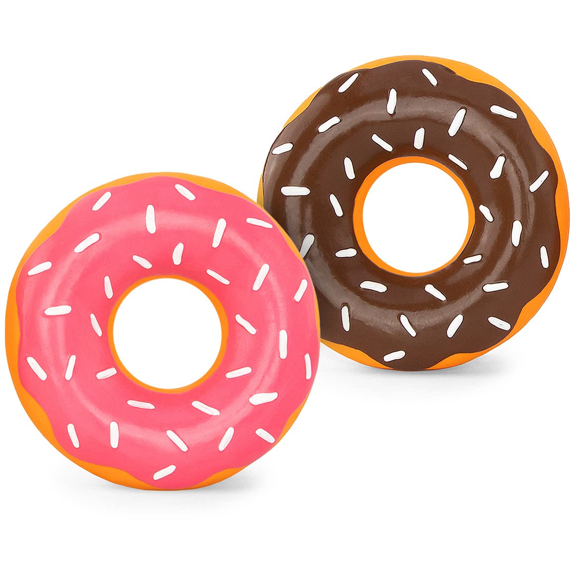 Zippypaws Latex Donutz, Durable Dog Toy For Interactive Play, No Stuffing - Chocolate & Strawberry (2-Pack)