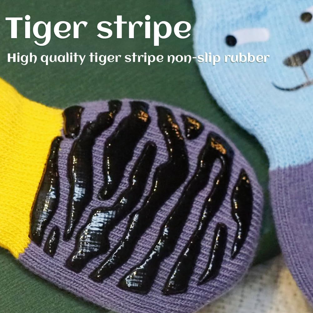 Paipeper 4 Pairs Anti-Slip Dog Socks,Prevent Licking, Paw Protector,Traction Control Indoor For Small Medium Dogs(Green+Yellow-M