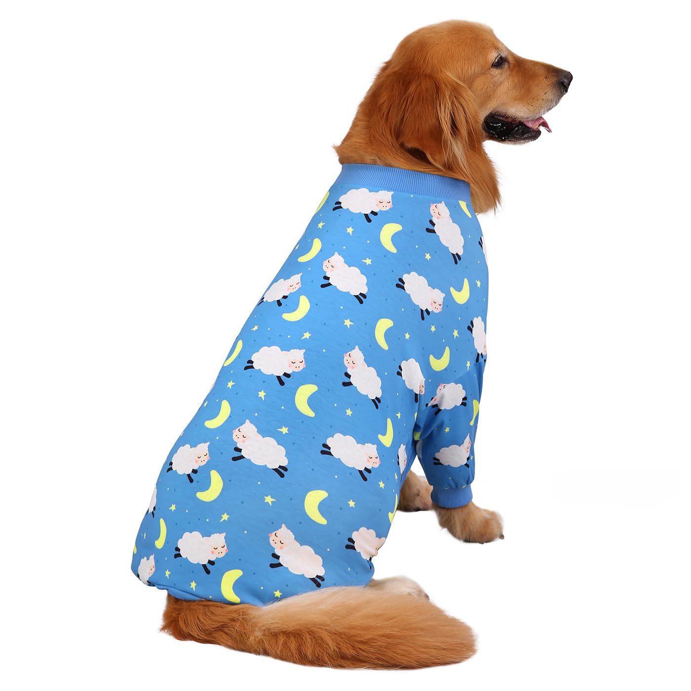 Hde Dog Pajamas One Piece Jumpsuit Lightweight Dog Pjs Shirt For M-3Xl Dogs Counting Sheep - L
