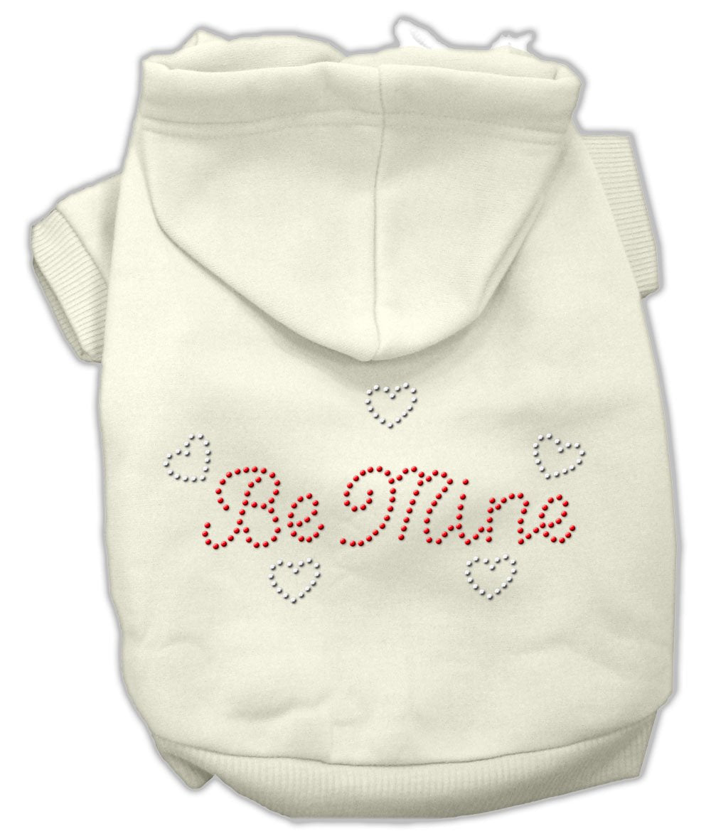 Pet, Dog & Cat Hoodie Rhinestone, "Be Mine" Cream 3XL (25-35 lbs.)