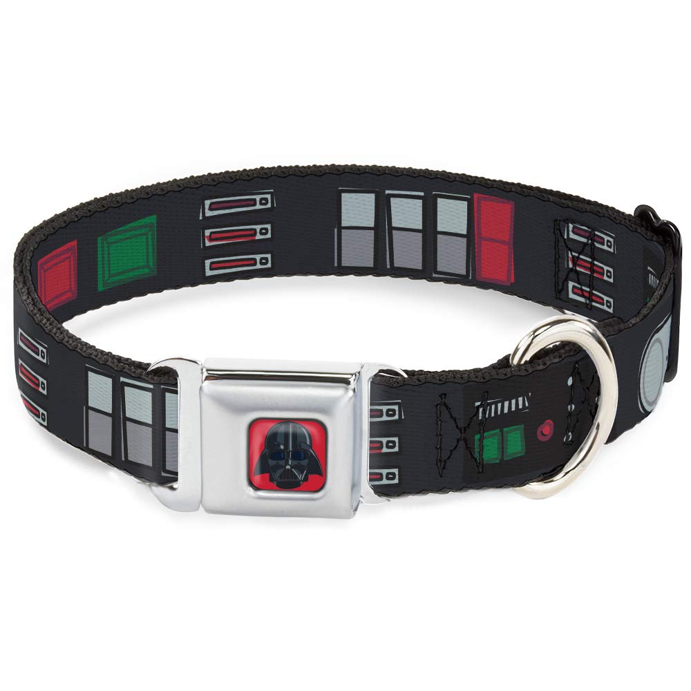 Buckle-Down Dog Collar Seatbelt Buckle Star Wars Darth Vader Utility Belt Bounding3 Black Grays Reds 18 to 32 Inches 1.5 Inch Wi