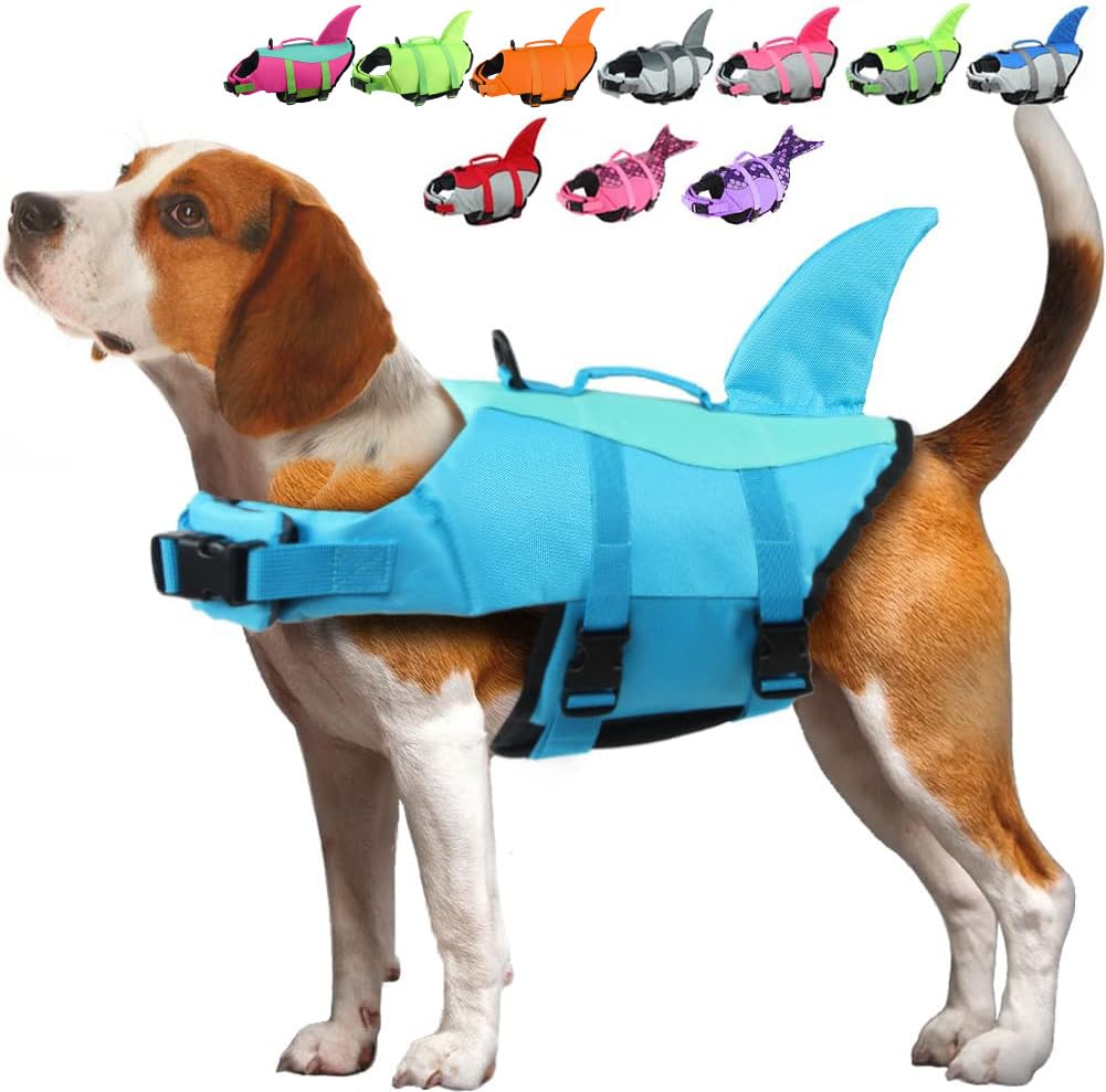 Emust Dog Life Jacket Shark, Dog Life Vests For Small, Middle, Large Dogs With Rescue Handle Pet Flotation Vest Safety Lifesaver