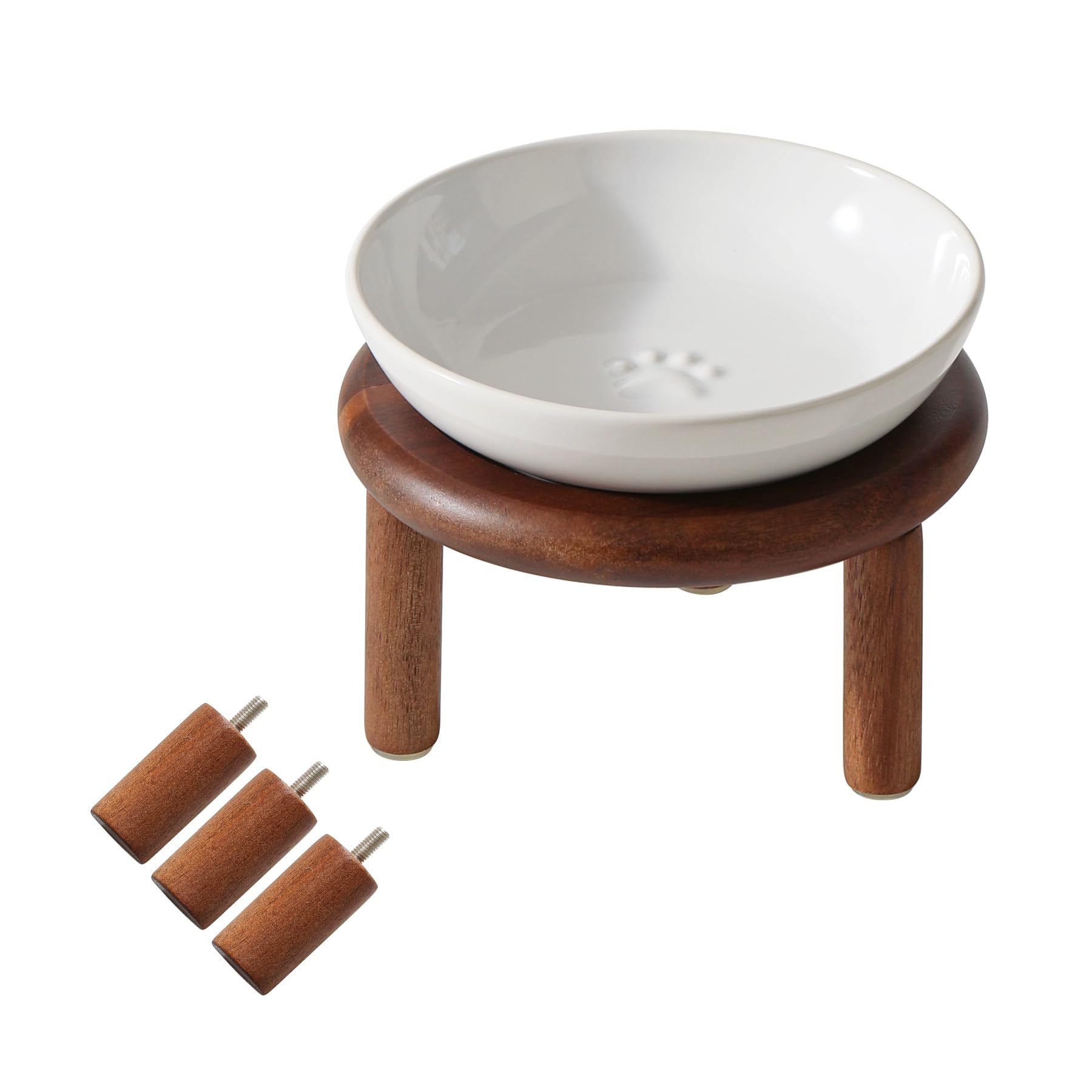 Havniva Elevated Ceramic Cat Dish, Wide Whisker Friendly Anti-Slip Food & Water Bowl with 2 Heights Adjustable Stand - Pet Bowl 