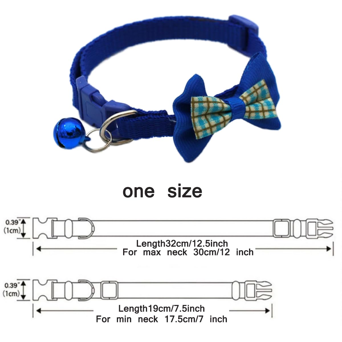 Puppy Collar With Bell,Soft Nylon Identification Blue Cat Collar Bell For Dog Collar With Bowtie Adjustable Buckle For Xxs Xs Ti
