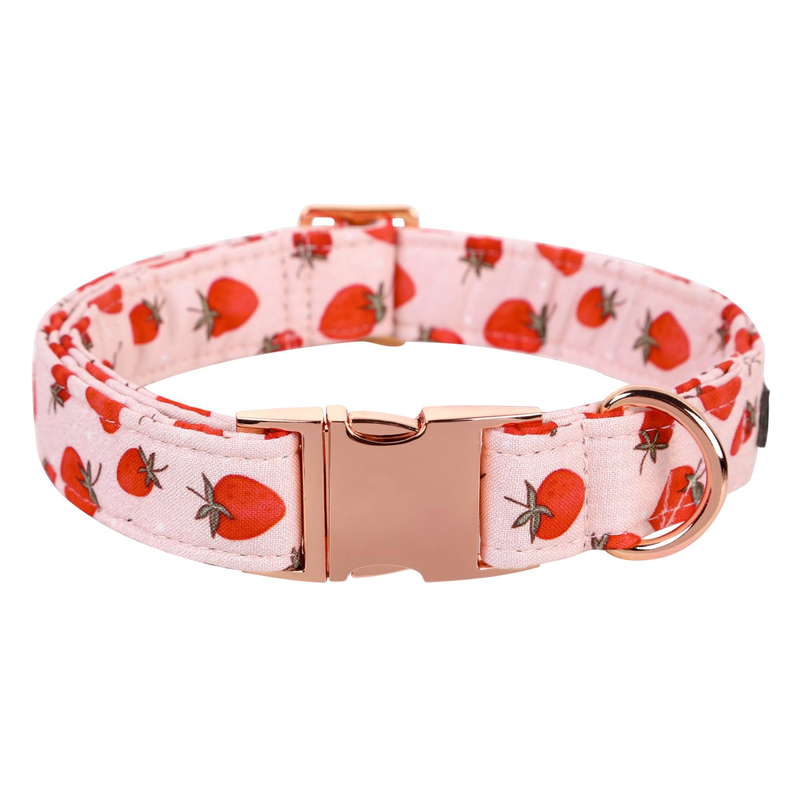 Lionet Paws Dog Collar, Comfortable Adjustable Cute Collar With Metal Buckle For Male Female Dogs, Strawberry Pattern, Xlarge, N