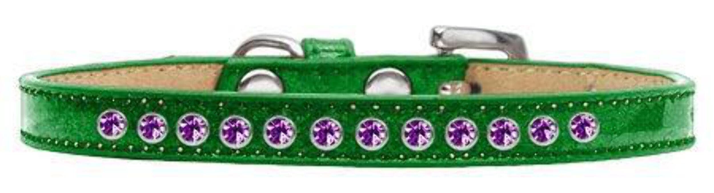 Dog, Puppy and Pet Ice Cream Collar, "Purple Crystal Rimsets" Silver 14