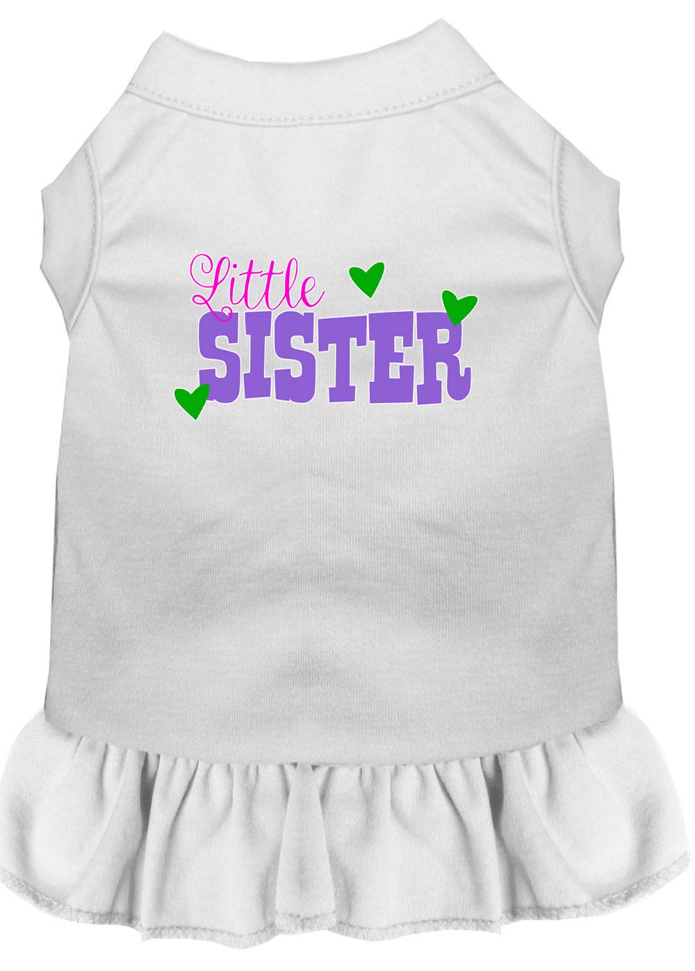 Pet Dog & Cat Dress Screen Printed, "Little Sister" White 3XL (25-35 lbs.)