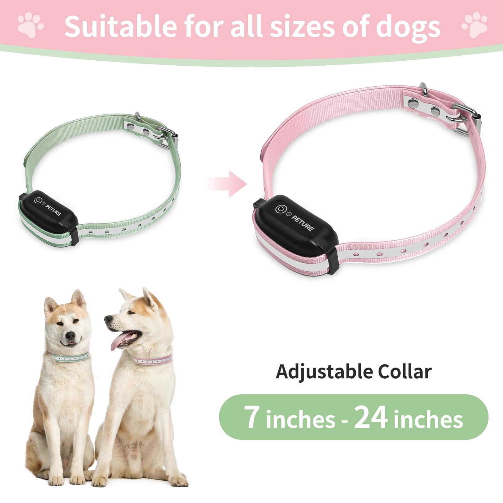 Peture Shock Collar Replacement Strap, 3/4'' Waterproof Odorless Reflective Tpu Dog Collar, Replacement Collar For Shock Collar