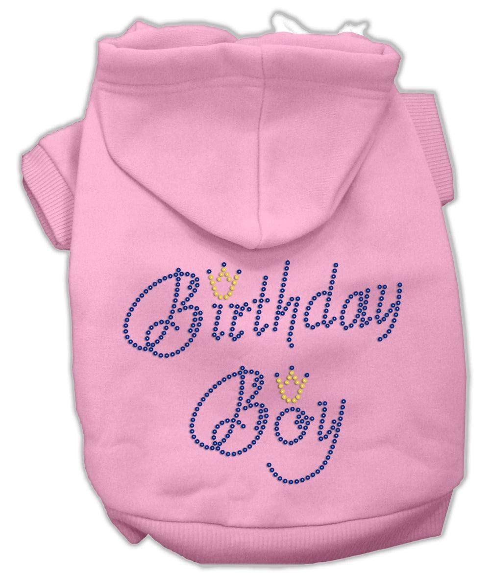 Birthday Pet Dog & Cat Hoodie Rhinestone, "Birthday Boy" Black 3XL (25-35 lbs.)