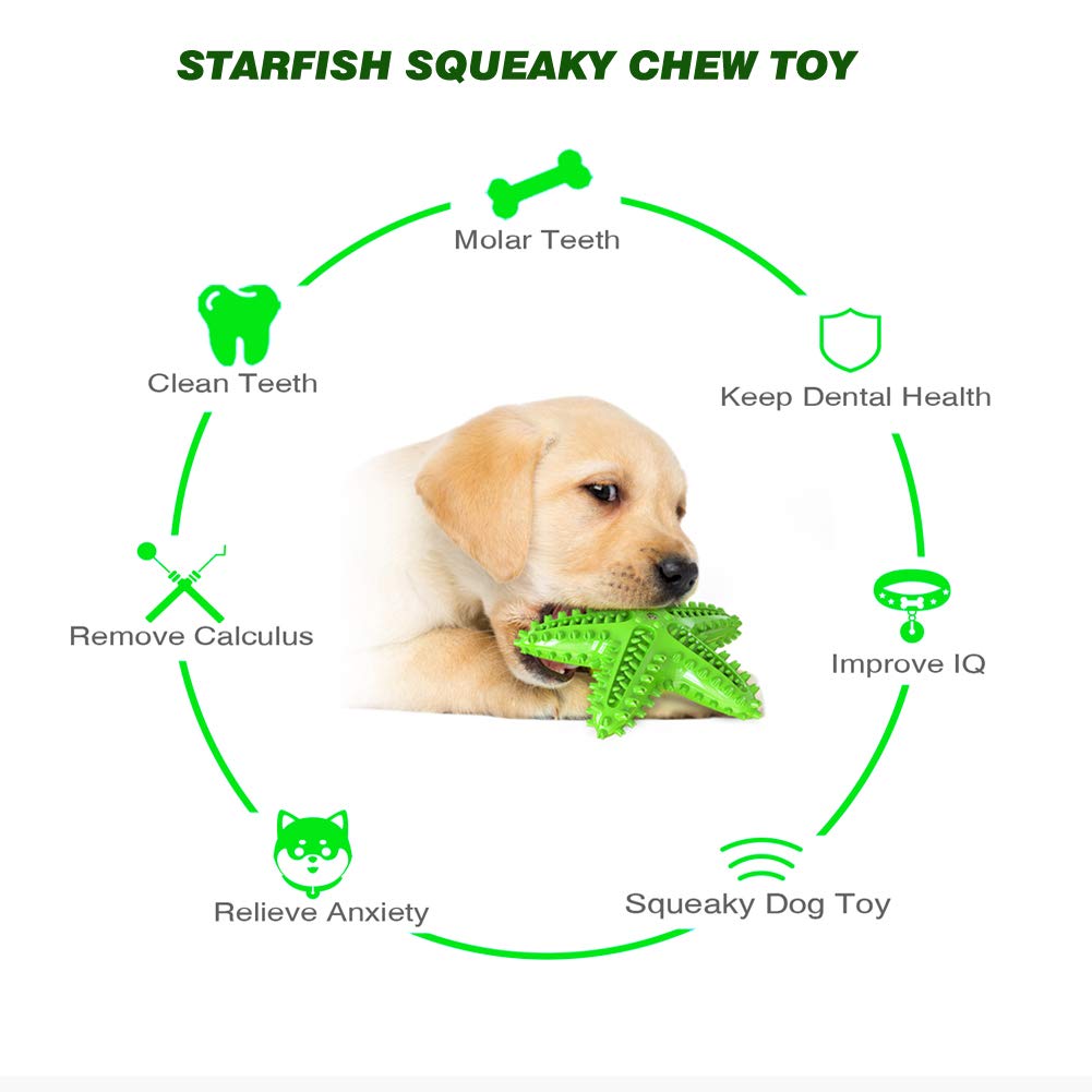 Idolpet Squeaky Chew Toy - Starfish Water Floating Toy For Dogs, Natural Tooth Brush Teeth Cleaning For Small Medium Dogs - Blue