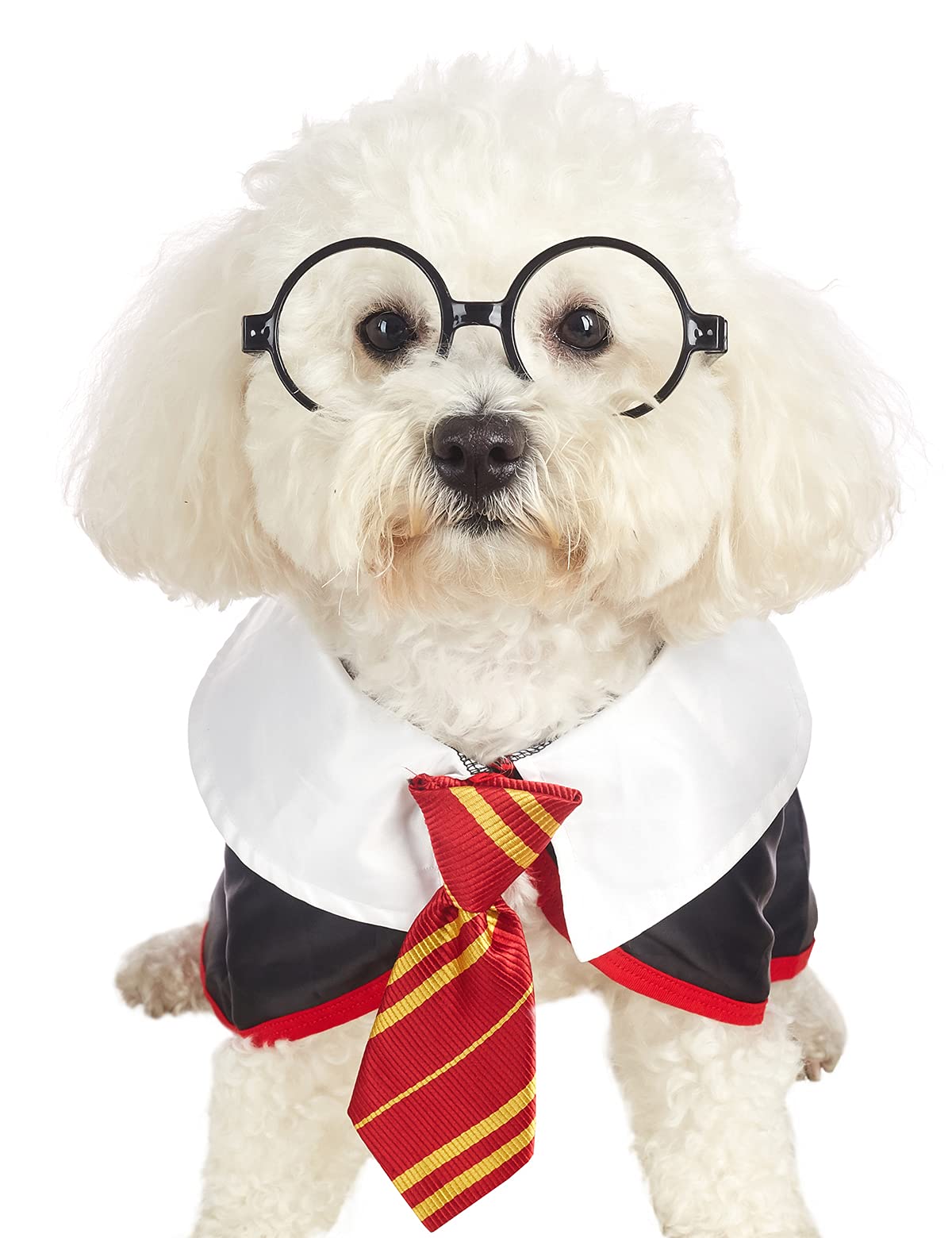 Impoosy Pet Halloween Dog Shirts Funny Cat Wizard Costume Cute Apparel Soft Clothes With Glasses (Medium,Neck:14')