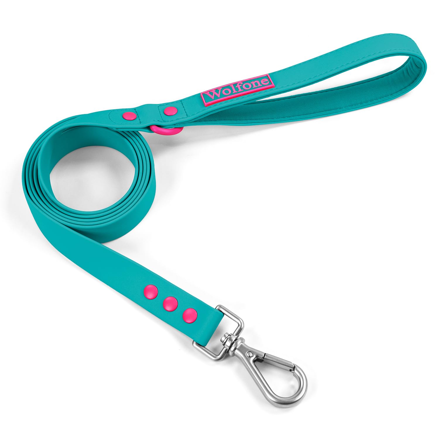 Wolfone Waterproof Dog Leash Carabiner Leash For Dogs Soft Handle Easy Care 5Ft*20Mm*2.5Mm Viridian Green