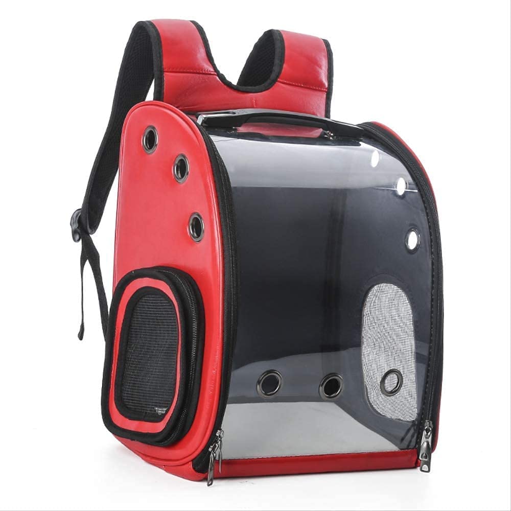 Woofy Woofy Pet, Dog, Puppy, Cat Travel Carrier Cat Backpack Pet Backpack 360 Degree Transparent Room Bag, Red Color