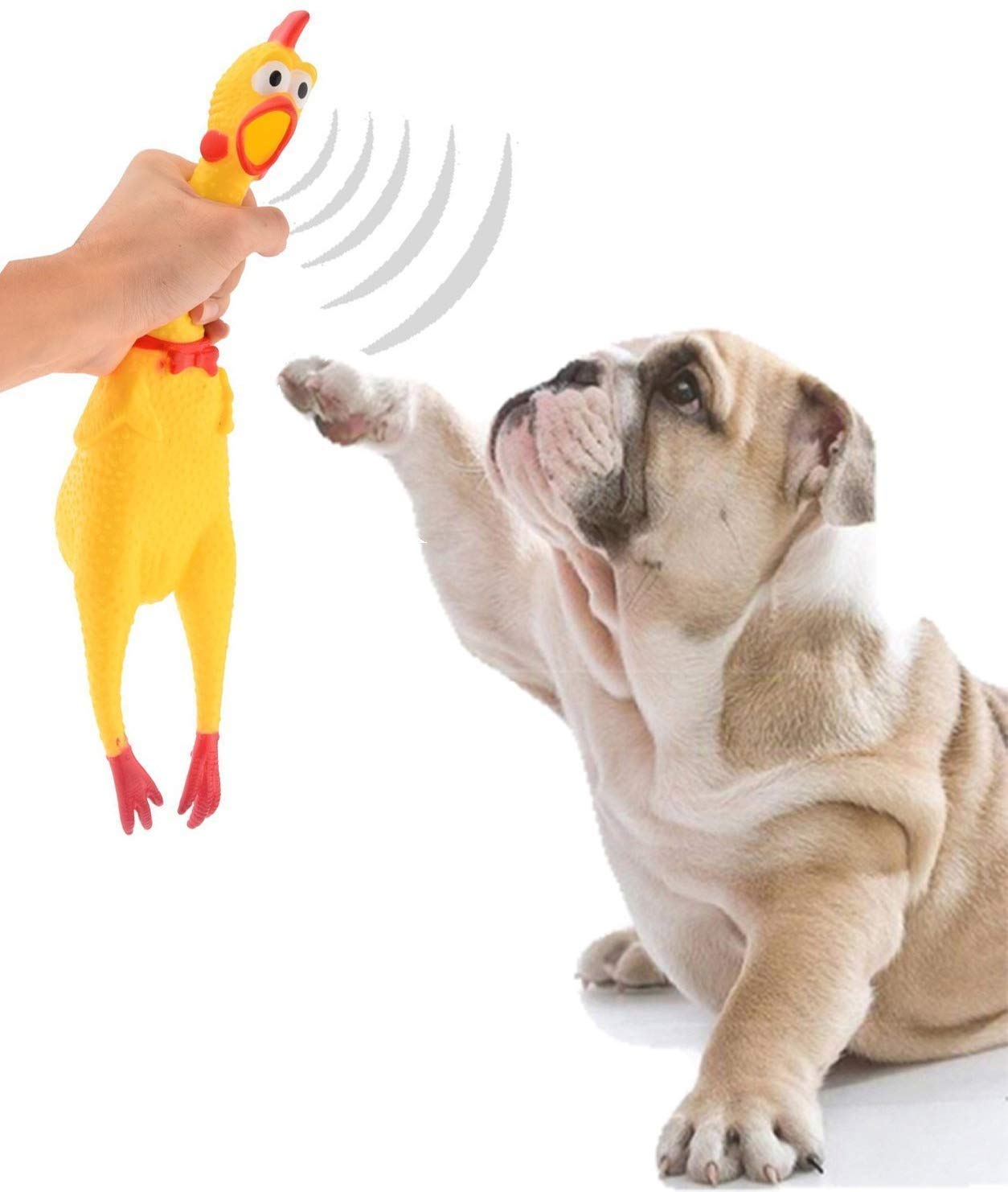Psk Jumbo Size Natural Rubber Squeaky Chew Chicken Toy For Dog (Yellow)