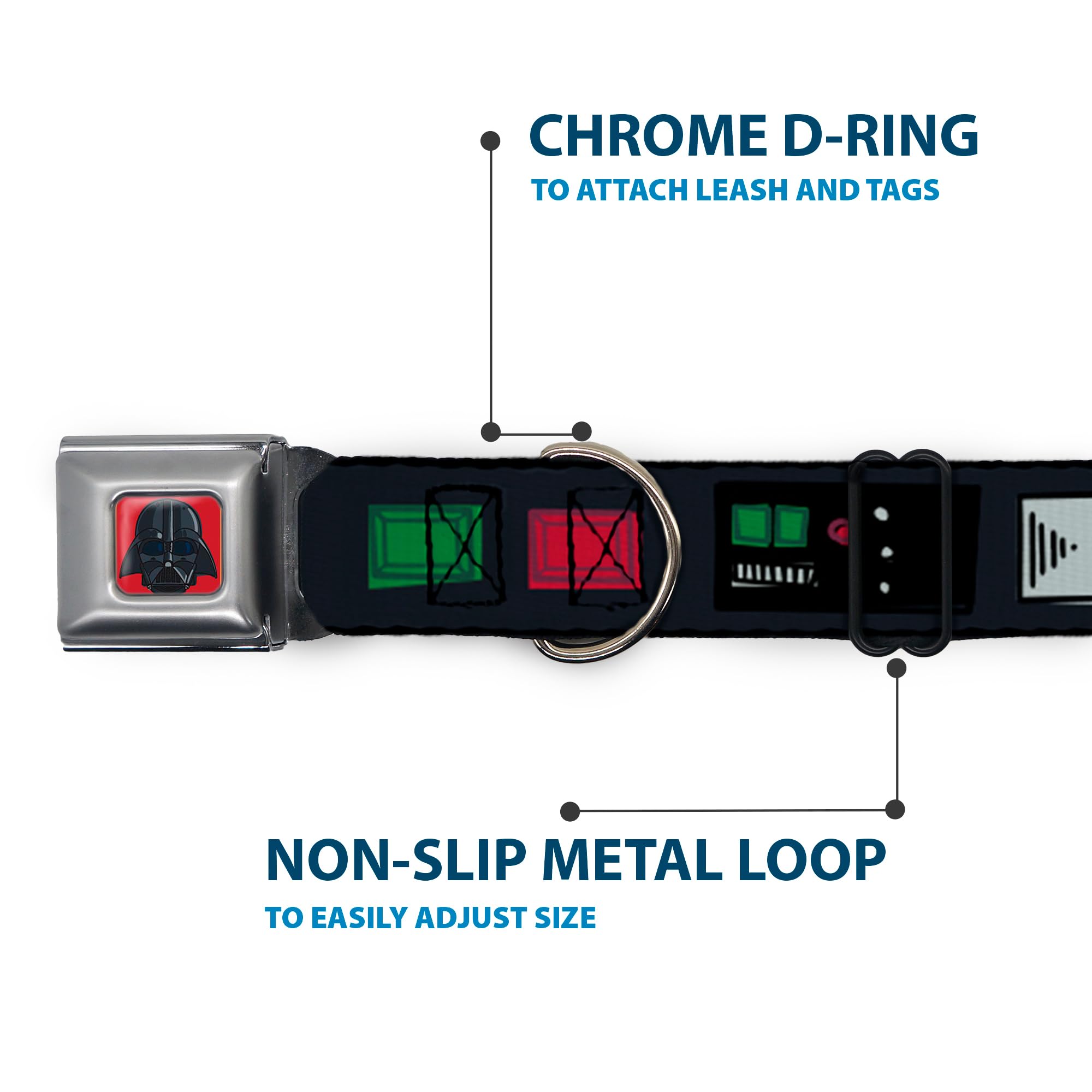 Dog Collar Seatbelt Buckle Star Wars Darth Vader Utility Belt Bounding3 Black Grays Reds 13 To 18 Inches 1.5 Inch Wide