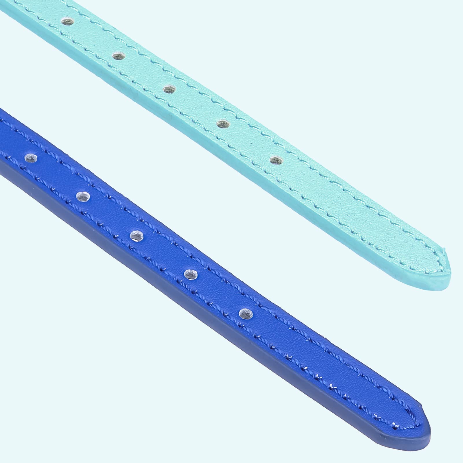 Pupteck 2 Pcs Soft Leather Cat Kitten Collar With Bells Adjustable For Girl Boy Cats Puppy - Pale Turquoise, Navy Blue