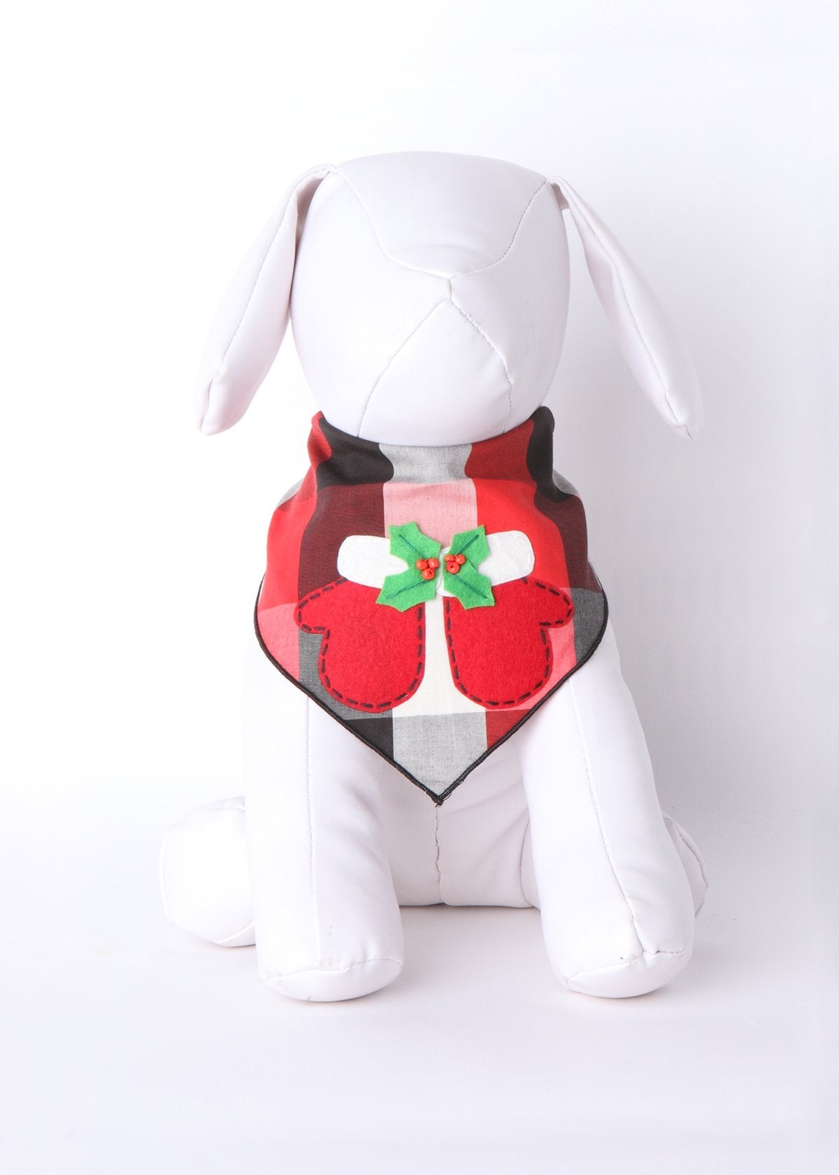 Tail Trends Christmas Dog Bandanas Jolly Mittens Designer Appliques 100% Cotton