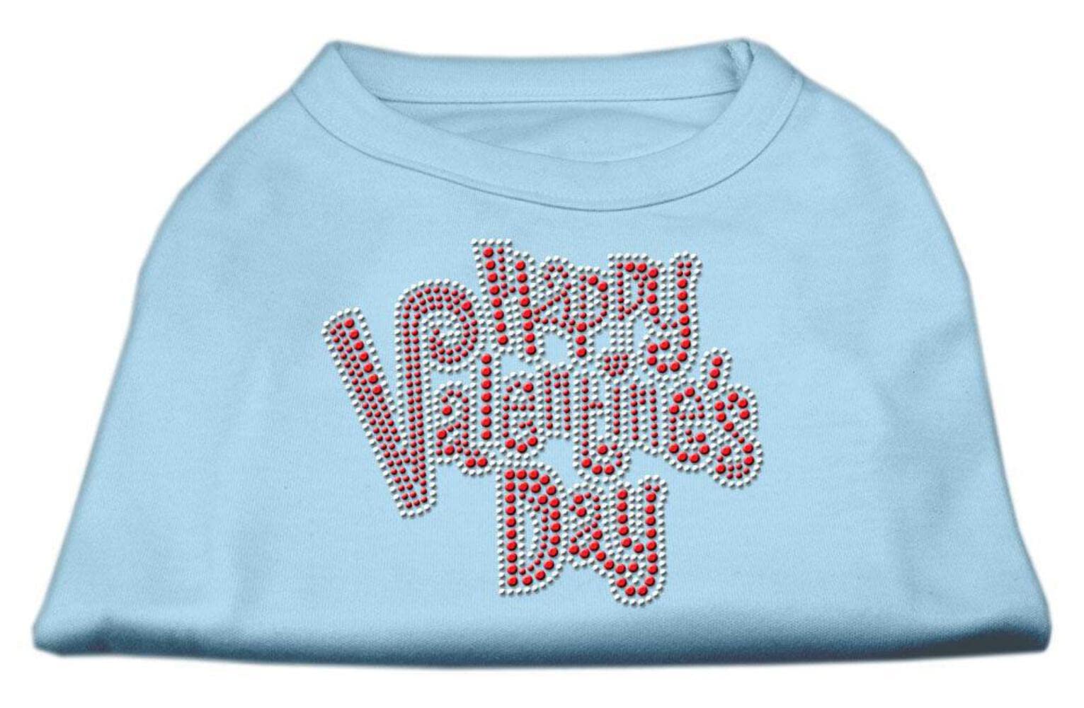 Mirage Pet Products Happy Valentines Day Rhinestone Dog Shirt, Large, Aqua