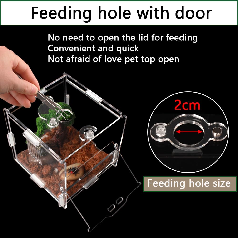 Jhcyuluo Acrylic Jumping Spider Enclosure, Small Reptile Terrarium Habitat For Tarantula Snail Insect Small Reptile (4.5X4.3X4.1