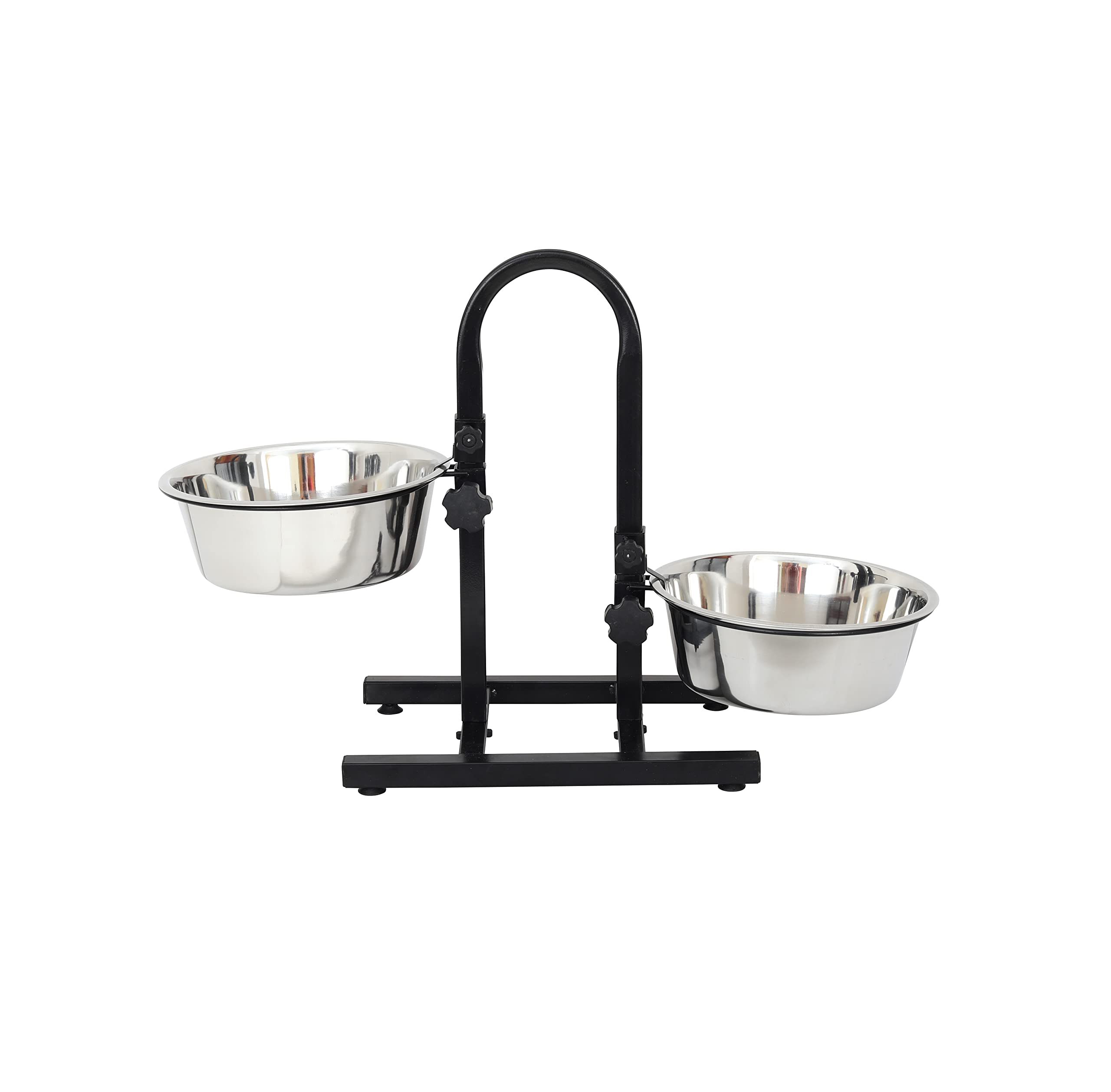 Iconic Pet Adjustable U-Design Double Diner - Non-Skid Rubber Base Noise Free Stable Dog Food Stand with 3 Qt - 12 Cup/ 96 oz St