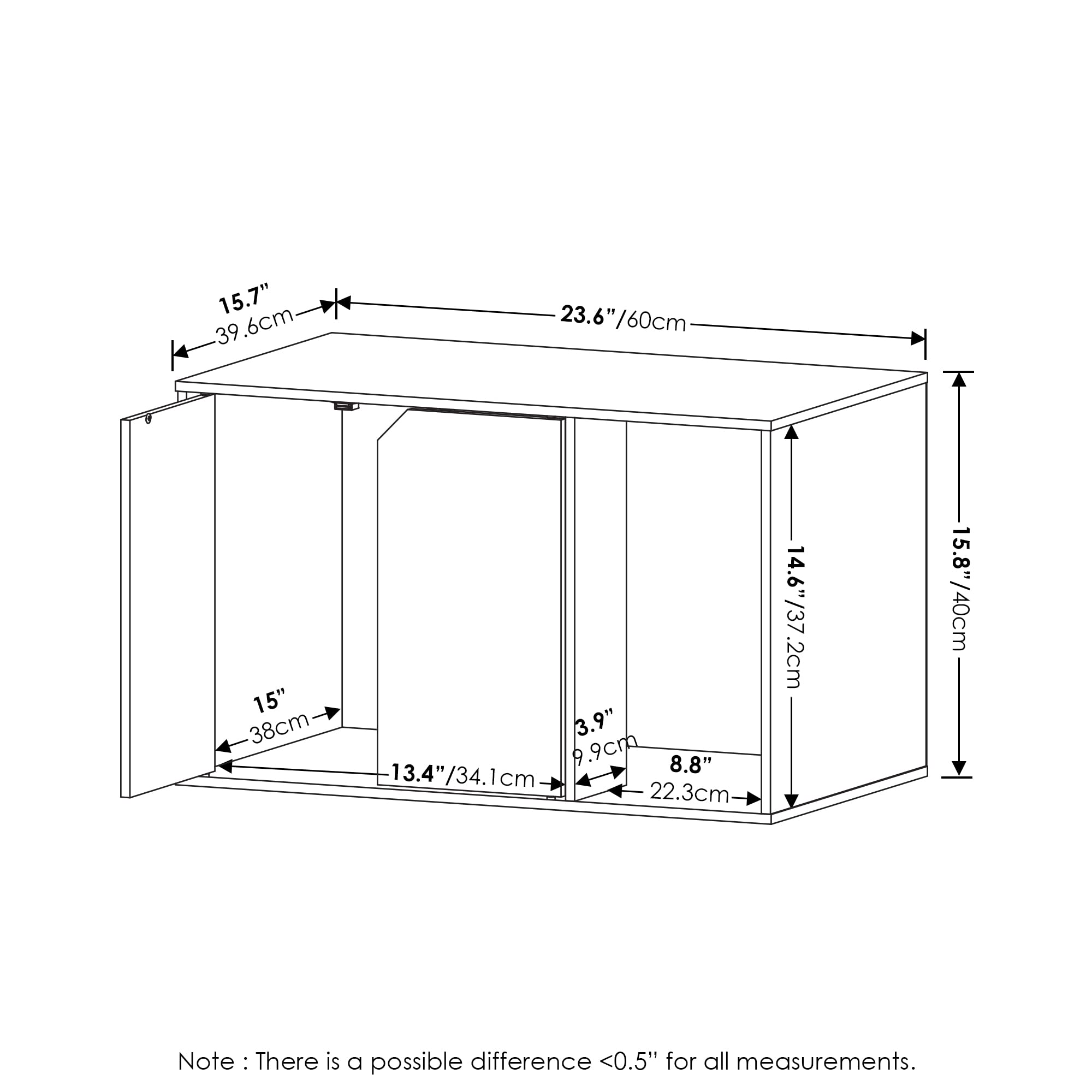 Furinno Peli Litter Box Enclosure, Small, Solid White