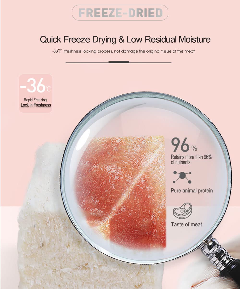 BNYEE Freeze Dried Chicken Cat & Dog Treats -8OZ Chicken Meat - High Protein, Bite-Sized, Training Treats Snacks (Chicken)