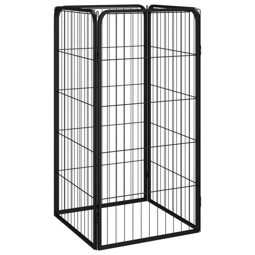 vidaXL Dog Playpen - Black Powder-Coated Steel Exercise Space - Easy Assembly and Firm-Secured Panels- Size: 19.7x39.4