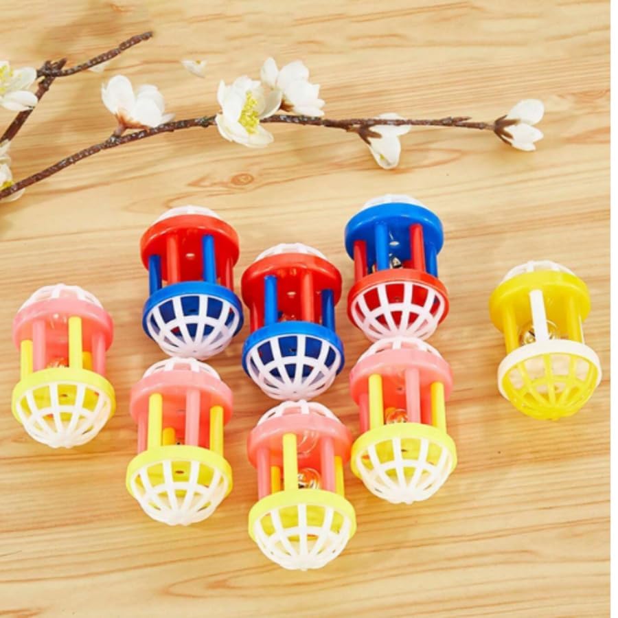 Kittupet Plastic Cat Toys Jingle Balls Pounce Chase Rattle Ball Toys Random Color 2 Pcs Jingle Bell