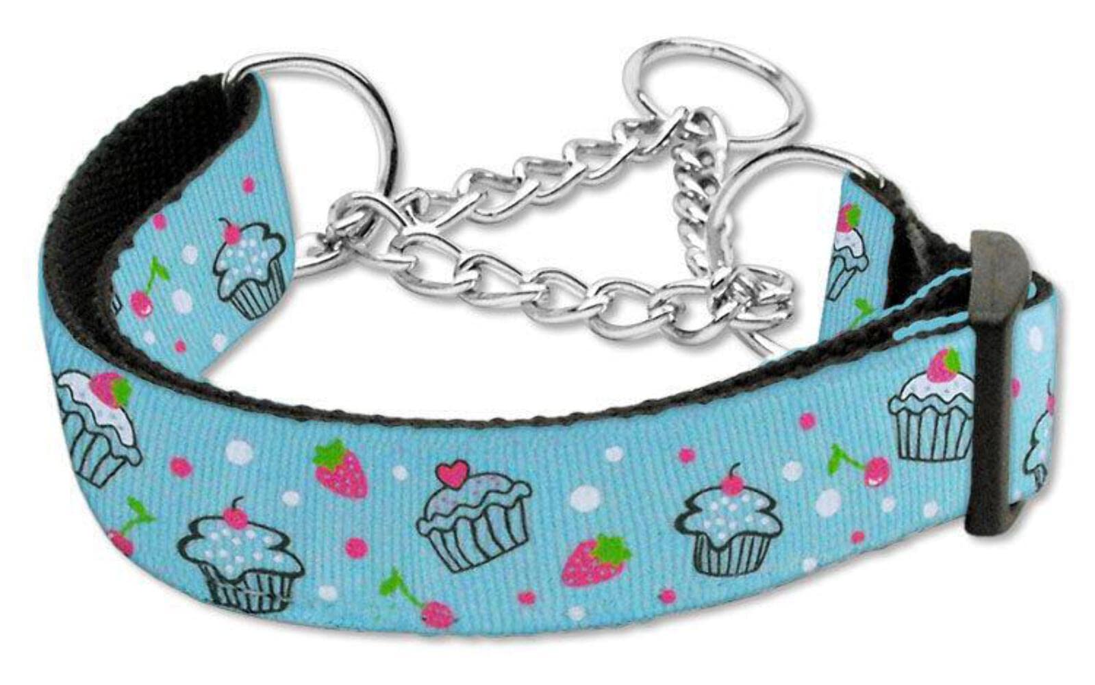 Mirage Pet Products Cupcakes Nylon Ribbon Martingale Collar for Pets, Medium, White