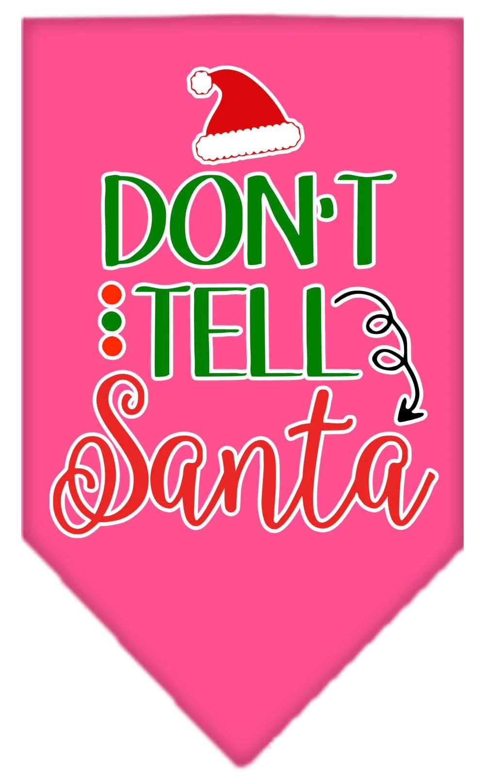 Christmas Pet and Dog Bandana Screen Printed, "Don't Tell Santa" Emerald Green Large