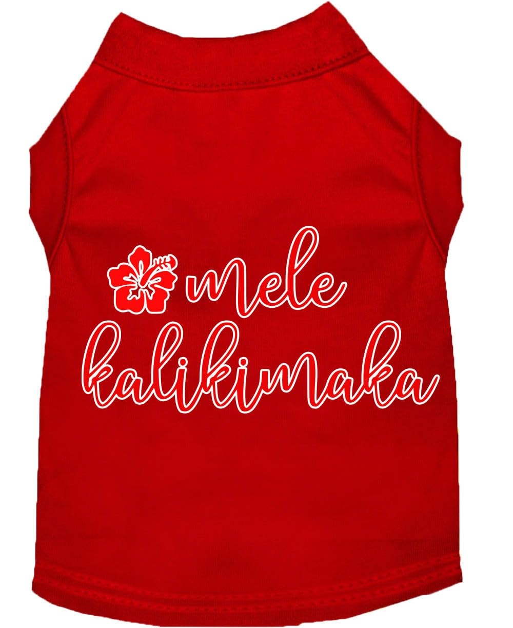 Christmas Pet Dog & Cat Shirt Screen Printed, "Mele Kalikimaka" Aqua XL (14-20 lbs.)